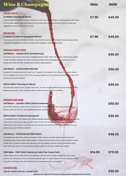 Shish Mahal Restaurant Singapore Menu