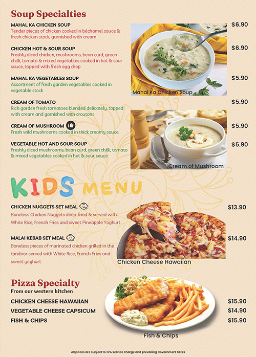 Shish Mahal Restaurant Singapore Menu