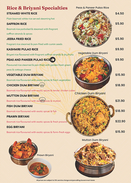 Shish Mahal Restaurant Singapore Menu